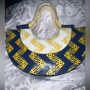 Sassy Jones 'Vanessa Tribal Purse with strap (royal blue, white, & yellow) (NWT)